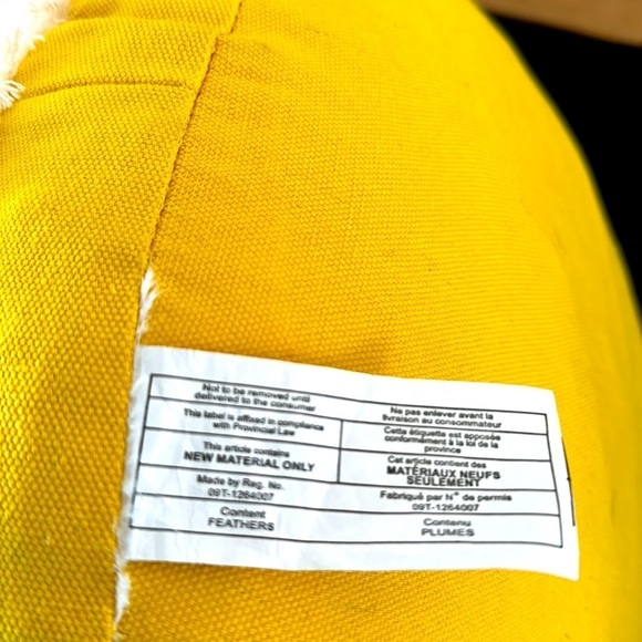 NWOT Target Yellow & White Tufted & Embroidered Feather Pillow - Picture 4 of 5